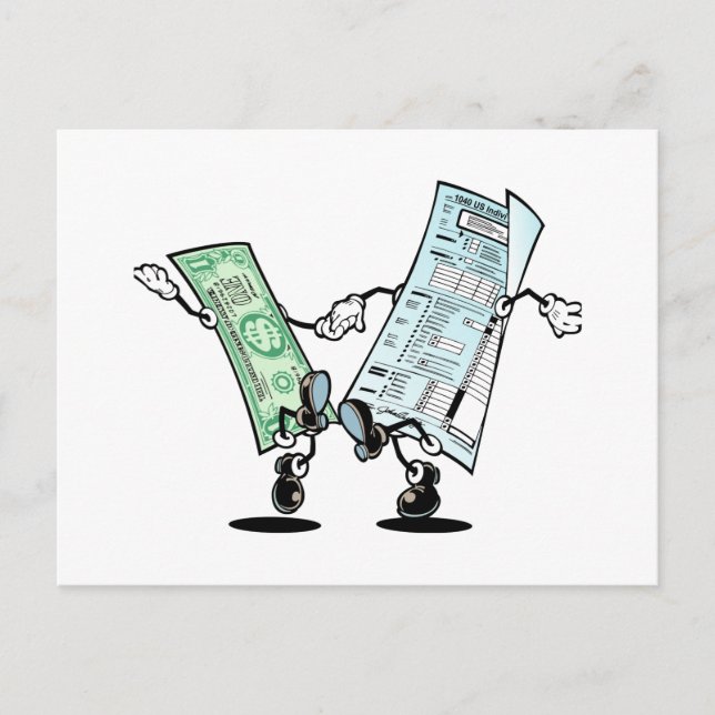 Postal Diseño Feliz de Devolución de Impuestos (Anverso)
