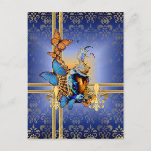 Postal Diseño femenino de bonito y mariposas