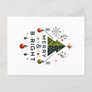 Postal Diseño festivo de árbol de navidad brillante y mor