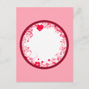 Postal Diseño floral con corazones