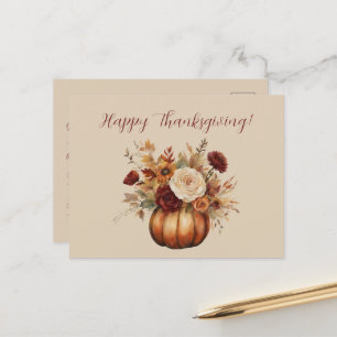 Postal Diseño floral de calabaza de colores de acción de