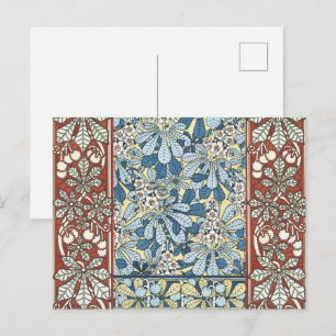 Postal Diseño Floral de Castaño Art Nouveau Antiguo