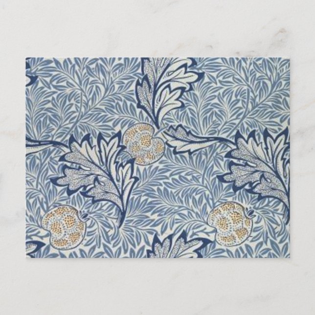 Postal Diseño floral de flores William Morris Apple (Anverso)