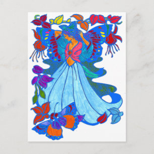 Postal Diseño floral de mariposa