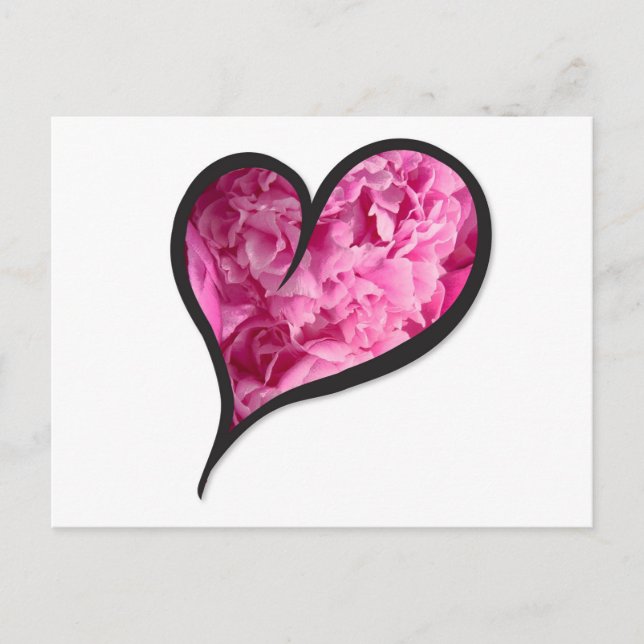 Postal Diseño floral de Pink Peony Heart