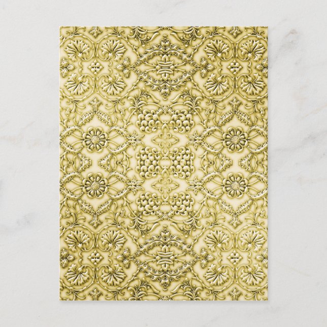 Postal Diseño floral de Relieve metalizado dorado metálic (Anverso)