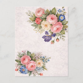 Postal Diseño Floral de Rosa Personalizado Vintage Rústic