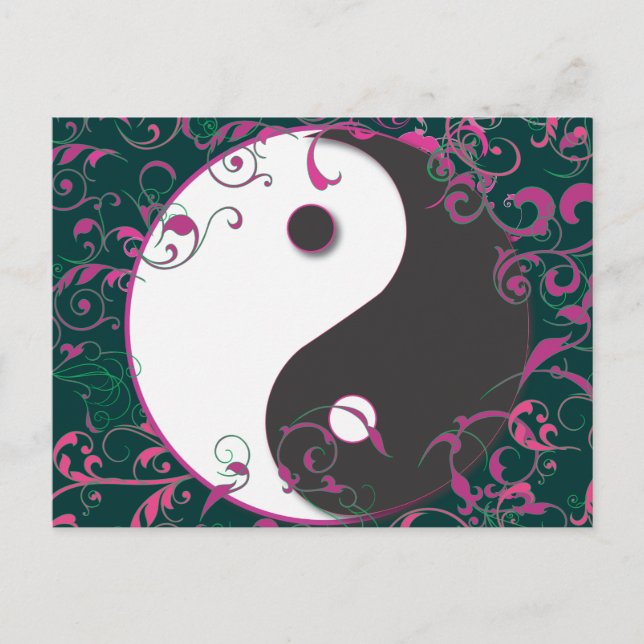 Postal Diseño floral de Yin y Yang (Anverso)