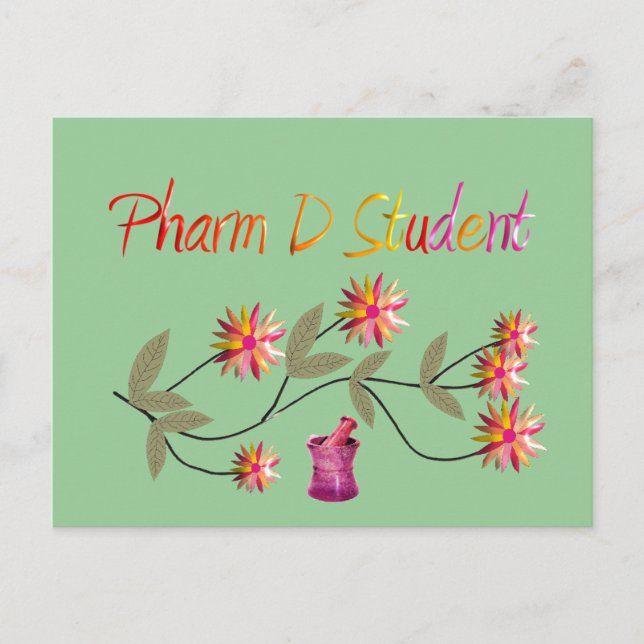 Postal Diseño floral para estudiantes Pharm D (Anverso)
