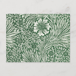 Postal diseño floral verde de caléndula de william morris