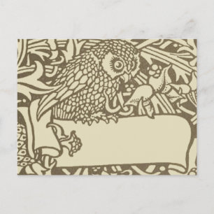 Postal Diseño Floral Vintage de Búho de William Morris