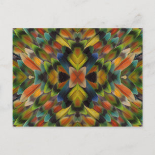 Postal Diseño fractal de plumas de lovebird