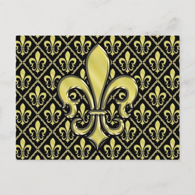 Postal Diseño genial de Fleur de Lis de Mardi Gras (Anverso)