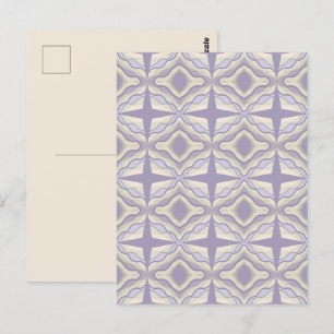 Postal Diseño geométrico de estrella octágono lavanda gri