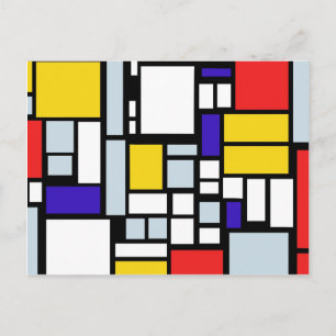 Postal Diseño geométrico moderno, colores primarios