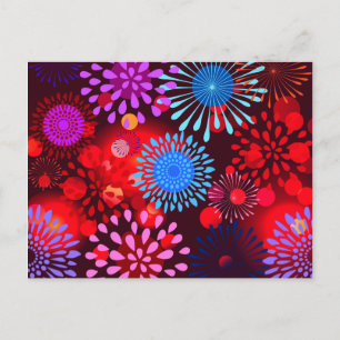 Postal Diseño Giratorio de Flores Sparkly Coloridas de Gu