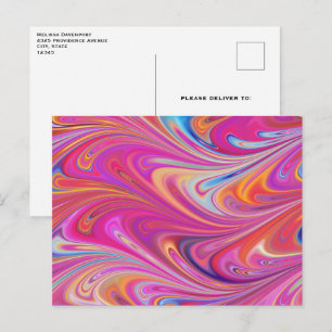 Postal Diseño Giratorio Trippy Rosa y Naranja