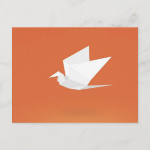 Postal Diseño gráfico anaranjado de color del pájaro de