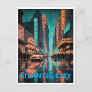 Postal Diseño gráfico colorido de la ciudad atlántica