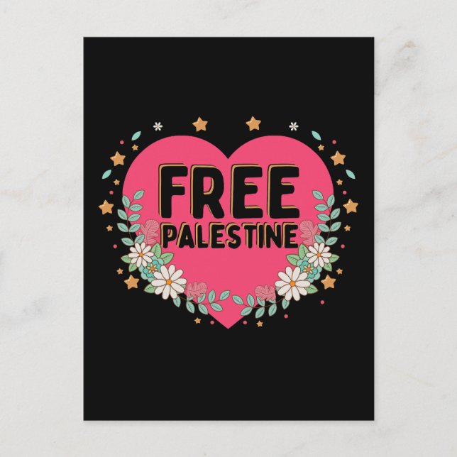 Postal diseño gráfico de corazón palestino lindo (Anverso)