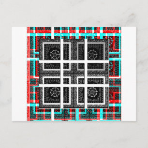 Postal Diseño Gráfico de Cuadros Negro, Blanco y Rojo Chi