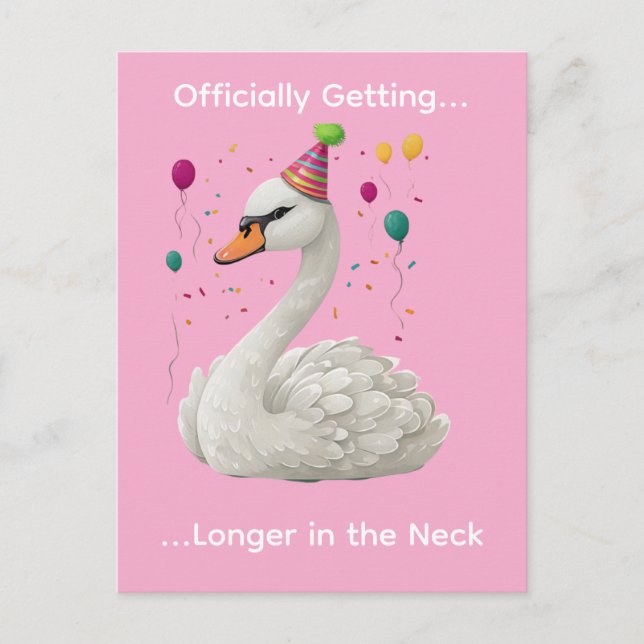 Postal Diseño gráfico de cumpleaños de cisne gracioso div (Anverso)