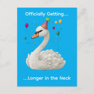 Postal Diseño gráfico de cumpleaños de cisne gracioso y d