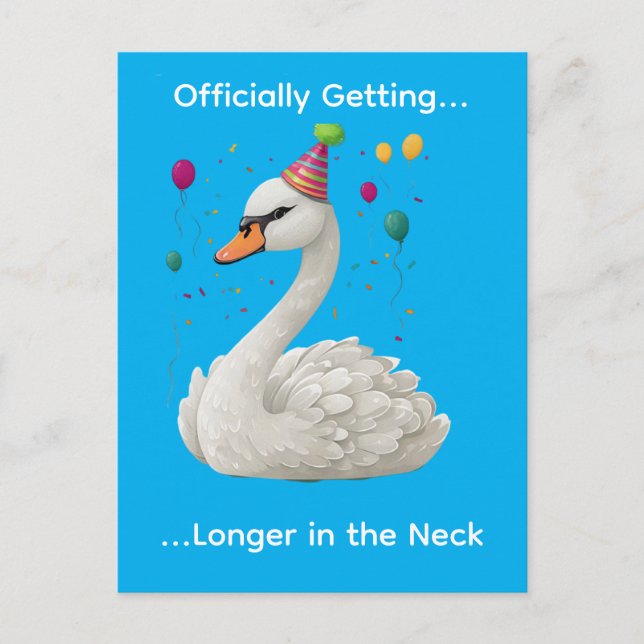 Postal Diseño gráfico de cumpleaños de cisne gracioso y d (Anverso)