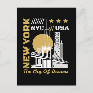 Postal Diseño gráfico de viaje del horizonte de la ciudad