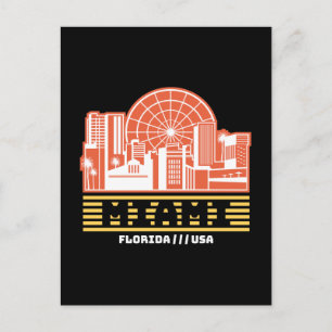 Postal Diseño gráfico de viaje retro del horizonte de Mia