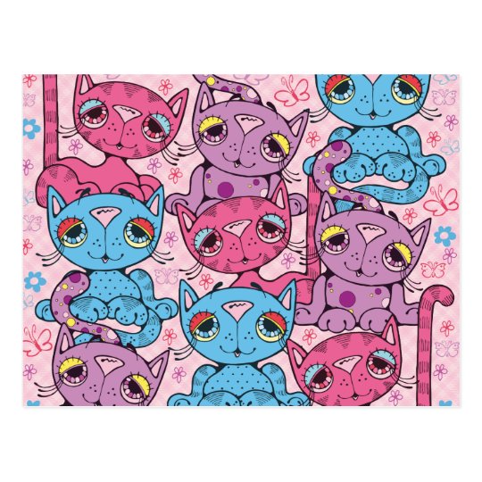 Postal Diseño gráfico del gatito del modelo colorido del