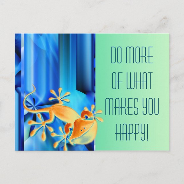 Postal Diseño gráfico impecable - I y Gecko azul negro (Anverso)