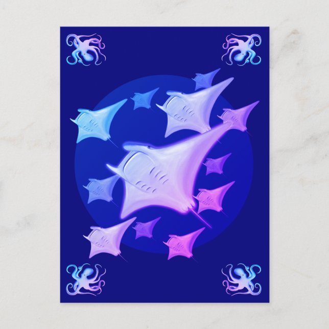 Postal Diseño Gráfico Manta Ray Lover (Anverso)