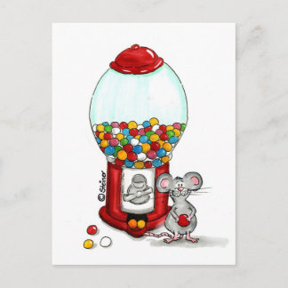 Postal Diseño Gumbal con un lindo y pequeño ratón