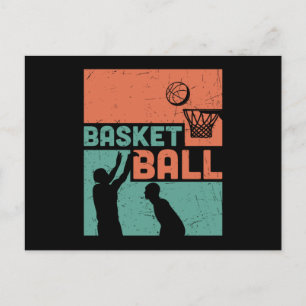 Postal Diseño Hermoso de Baloncesto Verde y Naranja