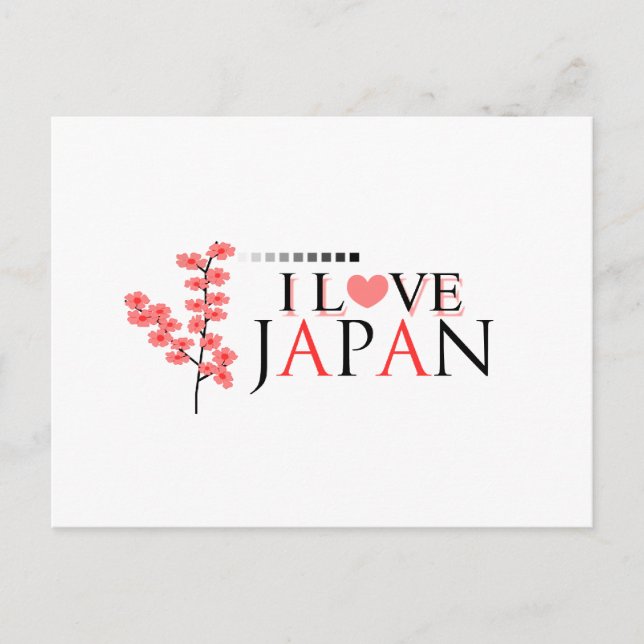 Postal Diseño "I love Japan" para los amantes de Japón (Anverso)