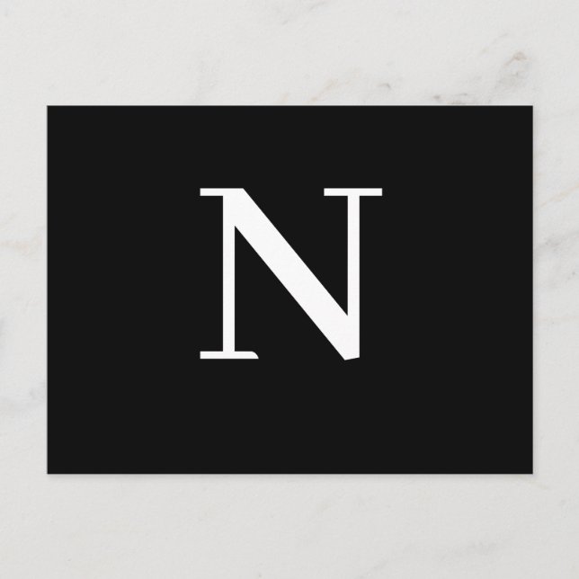 Postal Diseño inicial de alfabeto moderno negro personali (Anverso)