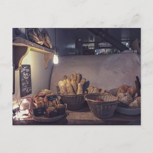 Postal Diseño interior de panadería y pastelería de época (Anverso)