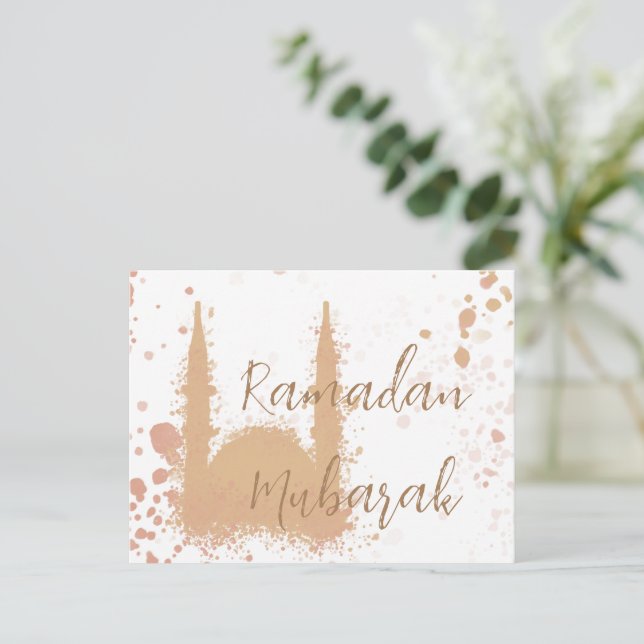 Postal Diseño islámico de la mezquita Ramadan Mubarak (Anverso de pie)