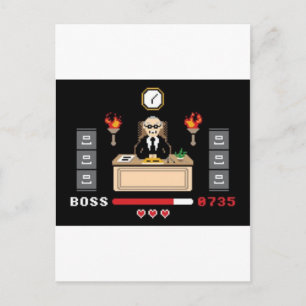 Postal Diseño "jefe" de Pixel - Camisas Geek