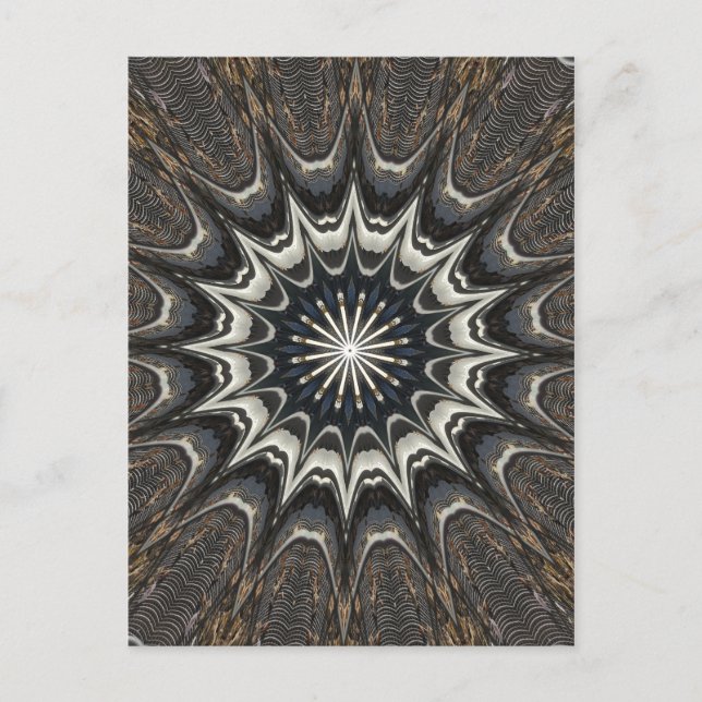 Postal Diseño Kaleidoscope Arte Blanco Gris Azul Negro (Anverso)