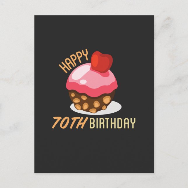 Postal Diseño lindo de 70 cumpleaños con pastel de chocol (Anverso)
