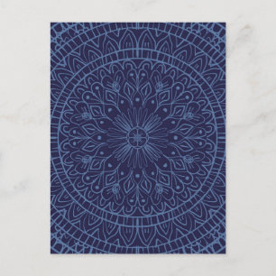 Postal Diseño Mandala en azul profundo