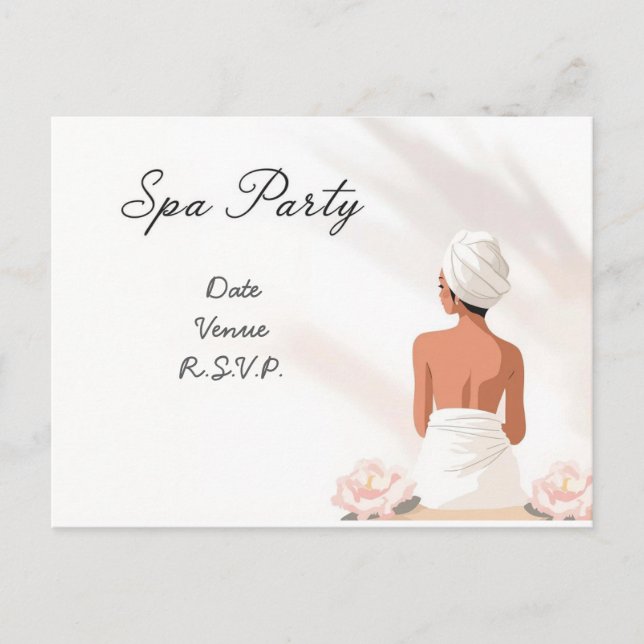 Postal Diseño Mínimo de Bienestar para Fiesta de Spa (Anverso)