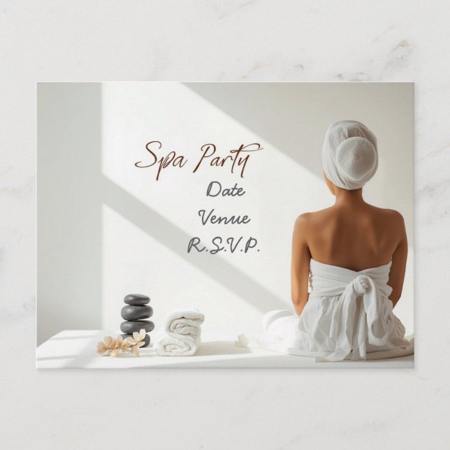 Postal Diseño Mínimo de Fiesta de Spa (Anverso)