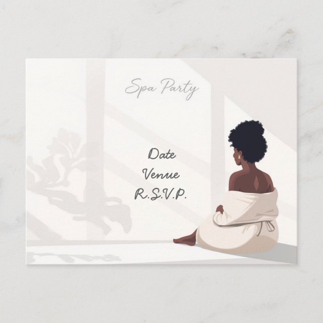 Postal Diseño Mínimo de Fiesta de Spa (Anverso)