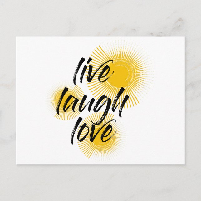 Postal Diseño moderno, alegre y de moda Live Laugh Love (Anverso)