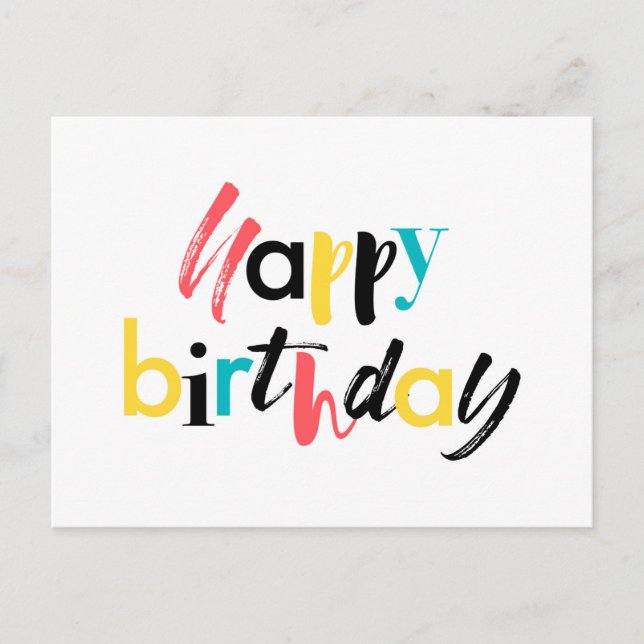 Postal Diseño moderno y alegre de "Feliz Cumpleaños" (Anverso)