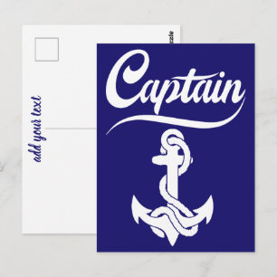 Postal Diseño Náutico Ancla Barco de Vela Capitán