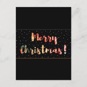 Postal Diseño Navideño Alegre Negro y Dorado